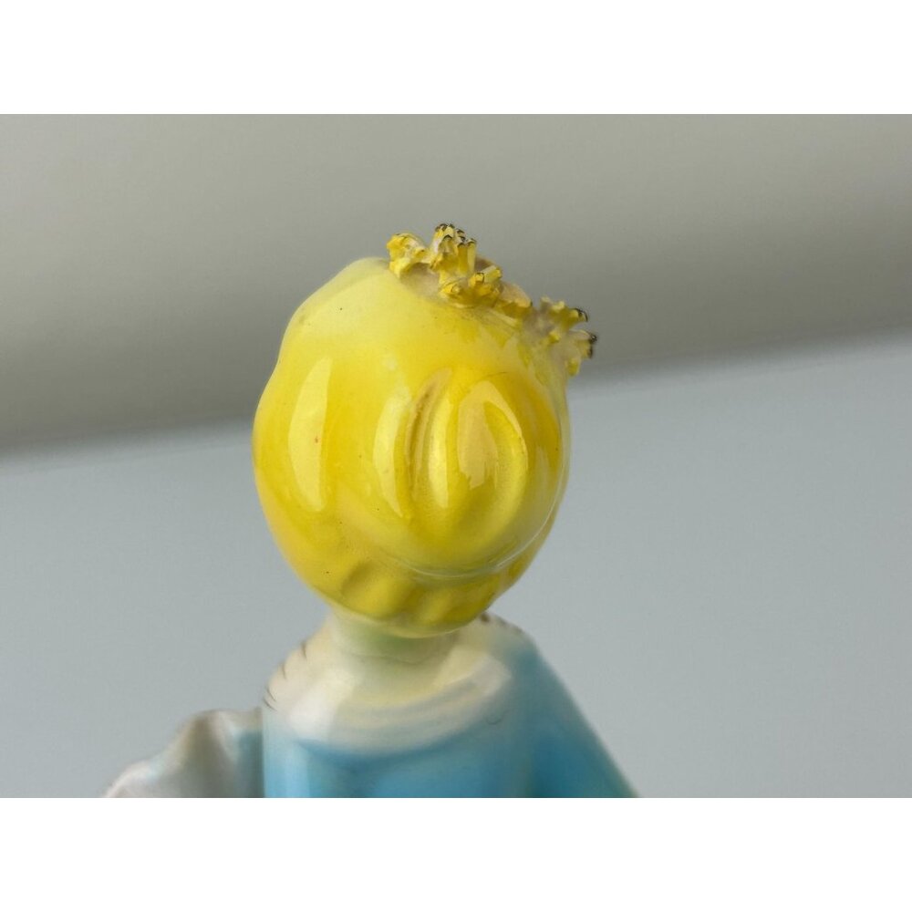 Victoria Ceramics Blue Dress Lady Figure w/ Fan Spaghetti Ceramic REPAIRED READ - Picture 12 of 16